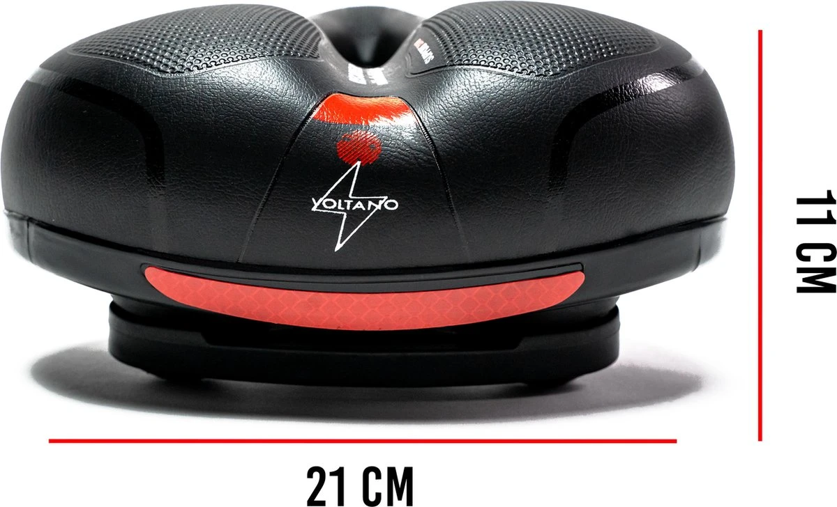 Voltano Fietszadel Met Gelpads - Zwart/Rood - Uitsparing - Zadelvering - Unisex - Incl. Gratis Zadelstrop - Image 3