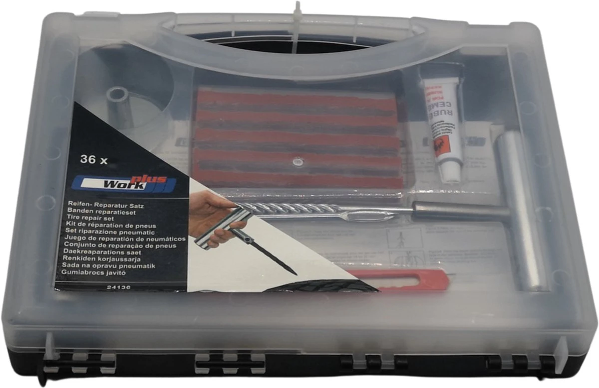 Work Plus Autoband Reparatie Set 36-delige Proppenset Banden Reparatiekit Voor Auto, Scooter En Caravan Banden Met Sterke Metalen Handgrepen - Image 3