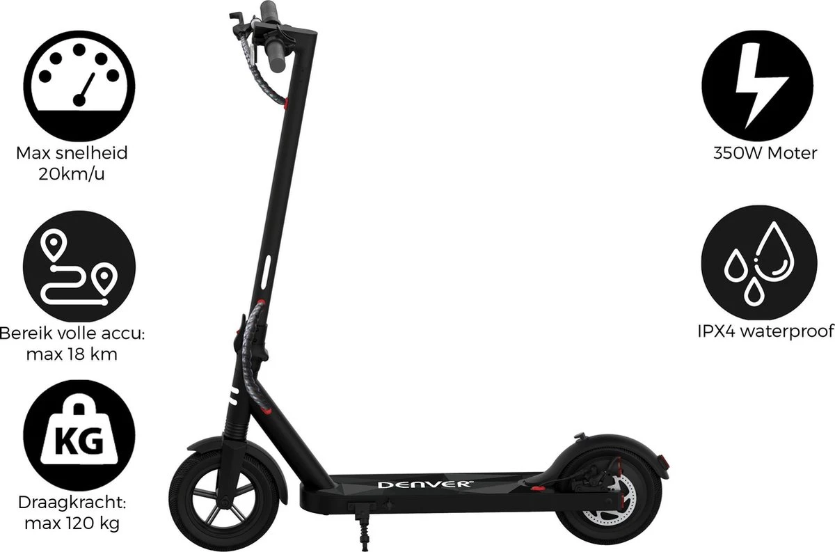 Denver Elektrische Step Volwassenen 20 Km/u - Tot 18km Actieradius - 350W - Inklapbaar - 8.5" Wielen - Aluminium Frame - LED Verlichting - SEL-85350 - Zwart - Image 2