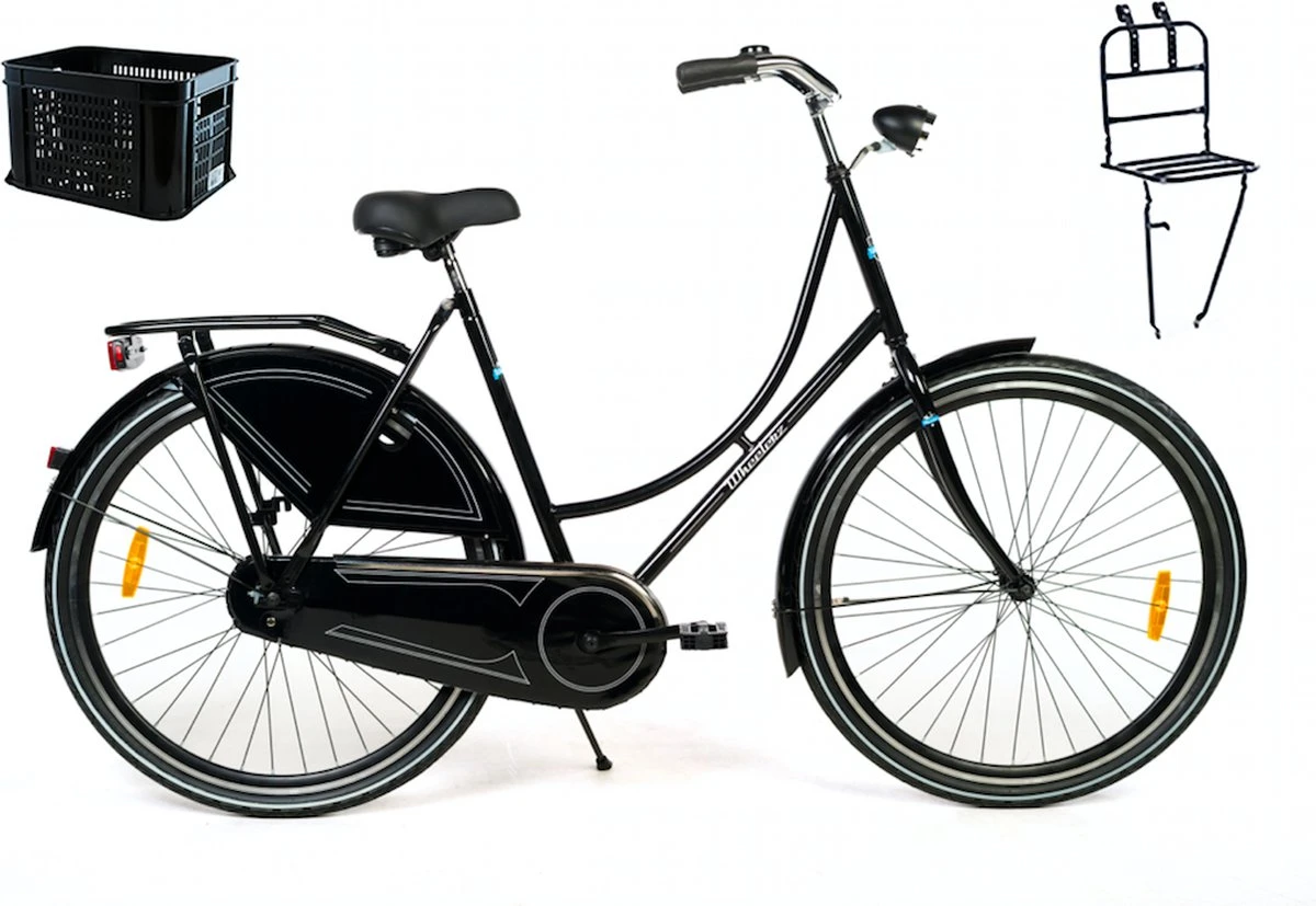 Wheelerz.nl Omafiets 28 Inch / 53cm Zwart | Incl Voordrager & Krat - Image 2