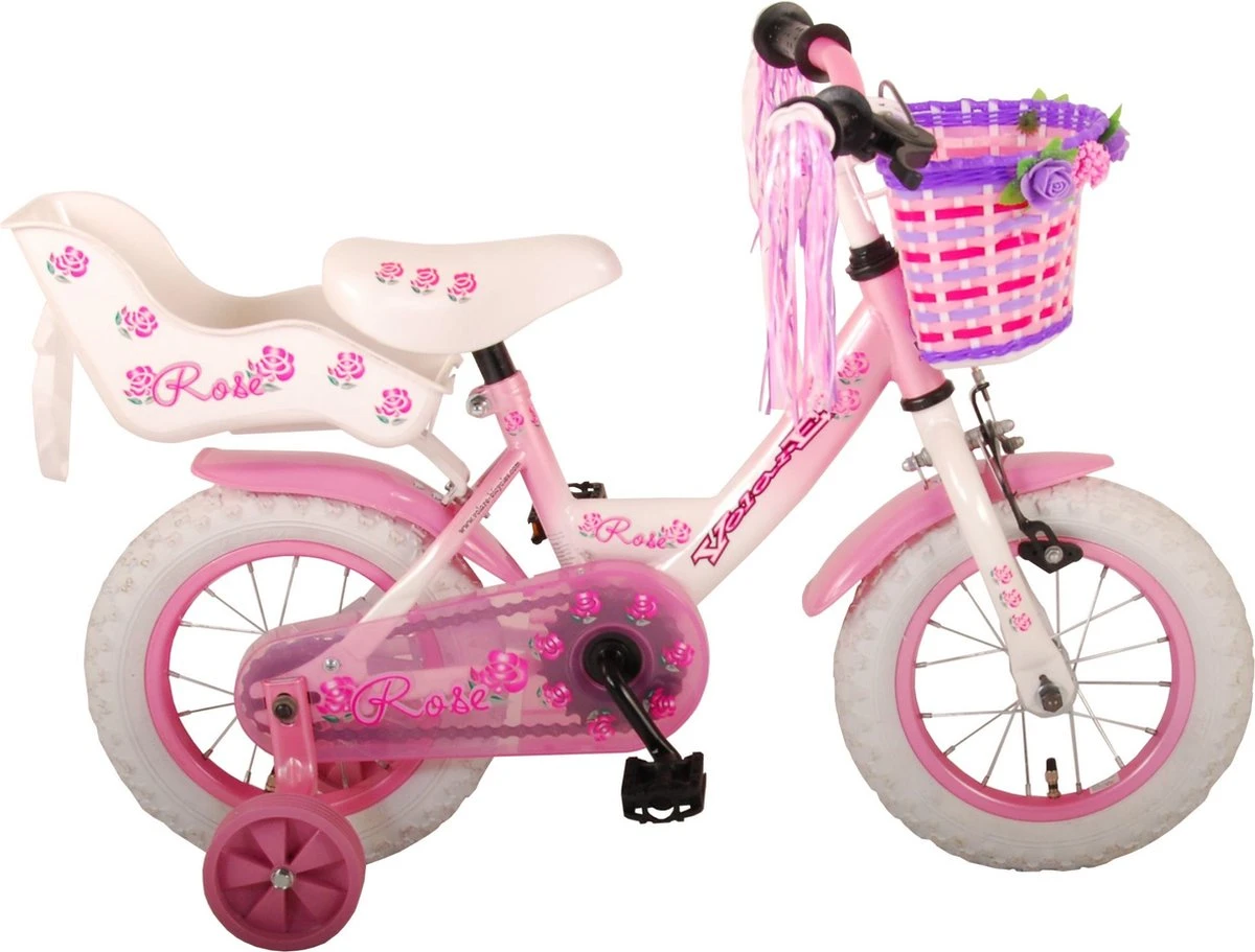 Volare Rose Kinderfiets - 12 Inch - Meisjes - Roze/wit - 95% Afgemonteerd - Image 11