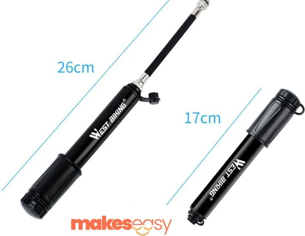 Fietspomp Racefiets | Mini Fietspomp | Met Flexible Slang | 8 Bar | Zwart - Image 6