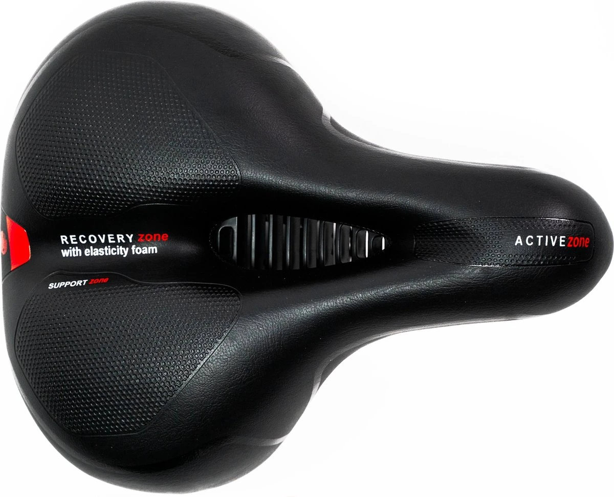 Voltano Fietszadel Met Gelpads - Zwart/Rood - Uitsparing - Zadelvering - Unisex - Incl. Gratis Zadelstrop - Image 8