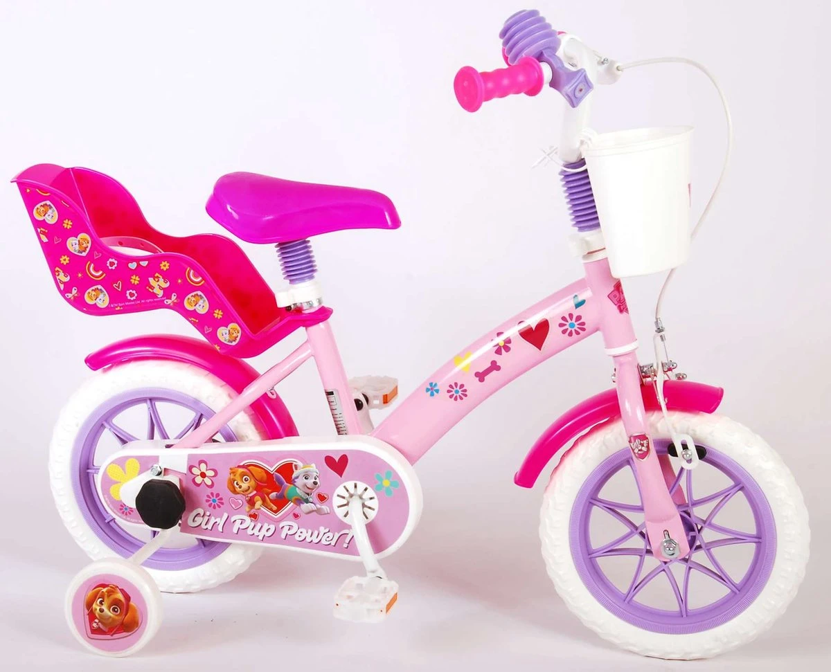 Volare Paw Patrol Kinderfiets - Meiden - 12 Inch - Roze - Doortrapper - Image 4