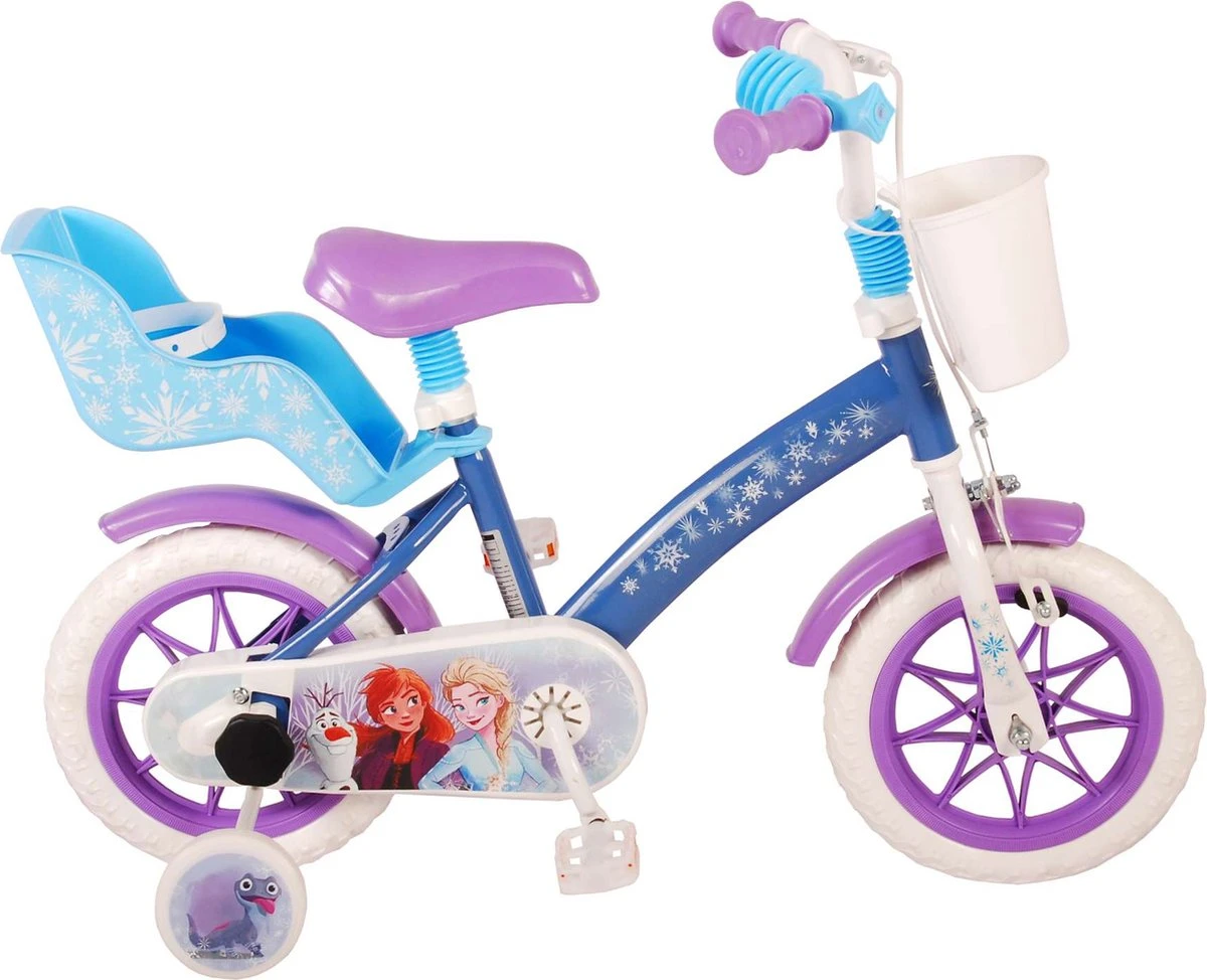 Volare Disney Frozen Kinderfiets - Meiden - 12 Inch - Blauw Paars - Doortrapsysteem - Image 3