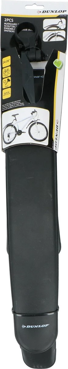Dunlop 2x Spatbord Fiets/ Mountainbike - 24/ 26" - Verstelbaar - Met Bevestigingsmateriaal - Zwart - Image 4