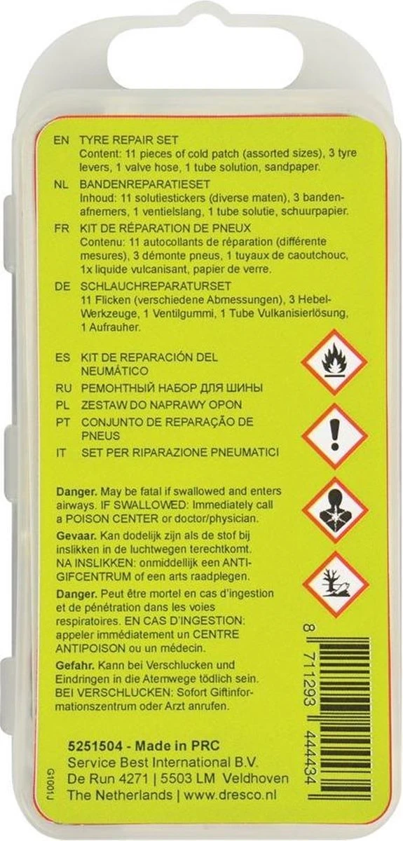 Dresco Fietsbandenreparatieset - Reparatieset Fiets - 17-delig - Wit - Image 4
