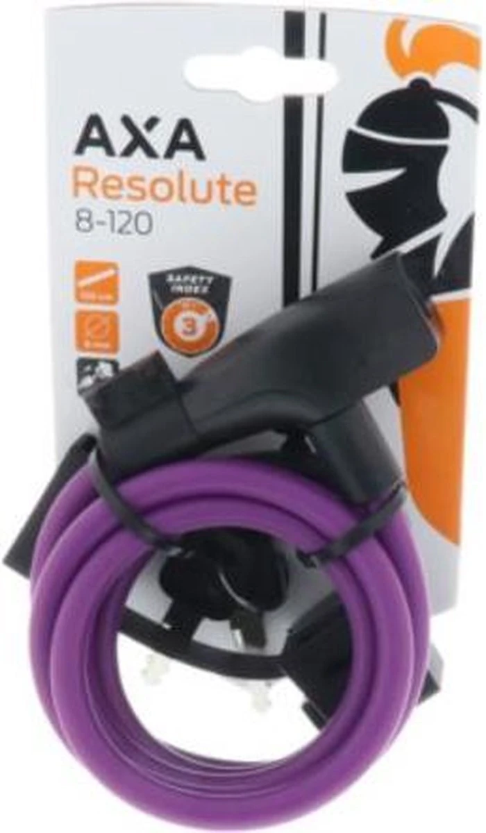 AXA Resolute 8/120 Kabelslot – Slot Voor Fietsen - Gebruiksvriendelijk - 120 Cm Lang - Diameter 8 Mm - Paars - Image 5