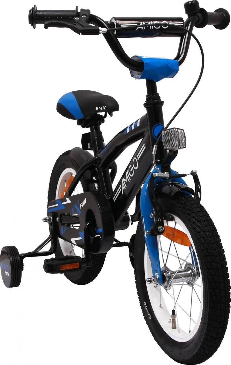 Amigo BMX Fun Jongensfiets - Kinderfiets 14 Inch - Zwart/Blauw - Image 8