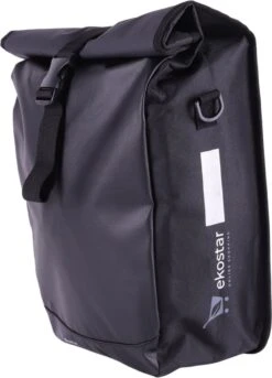 Ekostar® Enkele Fietstas - Rolltop - 19 Liter - E-Bikes - Zwart