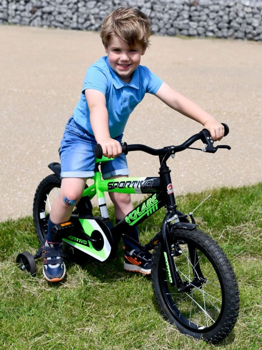 Volare Sportivo Kinderfiets - Jongens - 14 Inch - Neon Groen/Zwart - 95% Afgemonteerd - Image 3