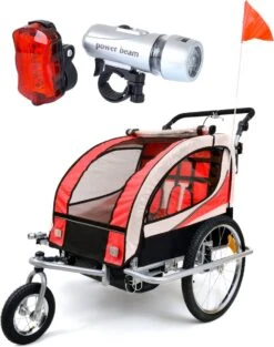 Fietskar Voor Kinderen - Met Buggyfunctie - En Schokbrekers - Rood