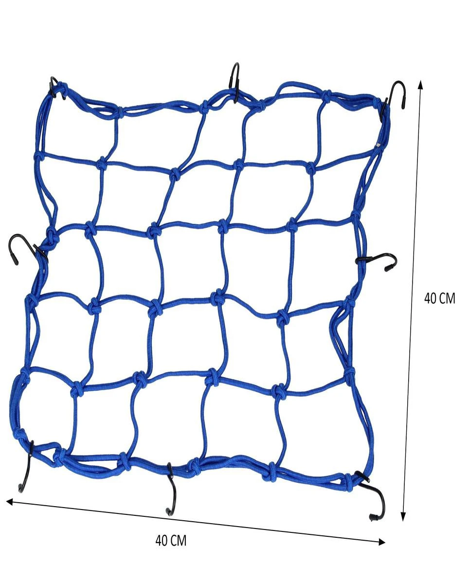 Merkloos Premium Bagagenet Met 8 Haken – 40x40cm – 90x90 Uitgerekt – Blauw | Spin, Motorfiets, Scooter En Fiets - Image 2