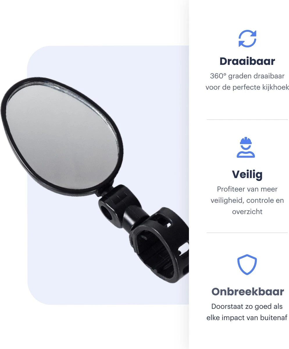 Merkloos Fietsspiegel - Set Van 2 - EBike Fiets Spiegel - Verstelbaar - Achteruitkijkspiegel Fiets - Links En Rechts - Extra Voordelig - Image 7